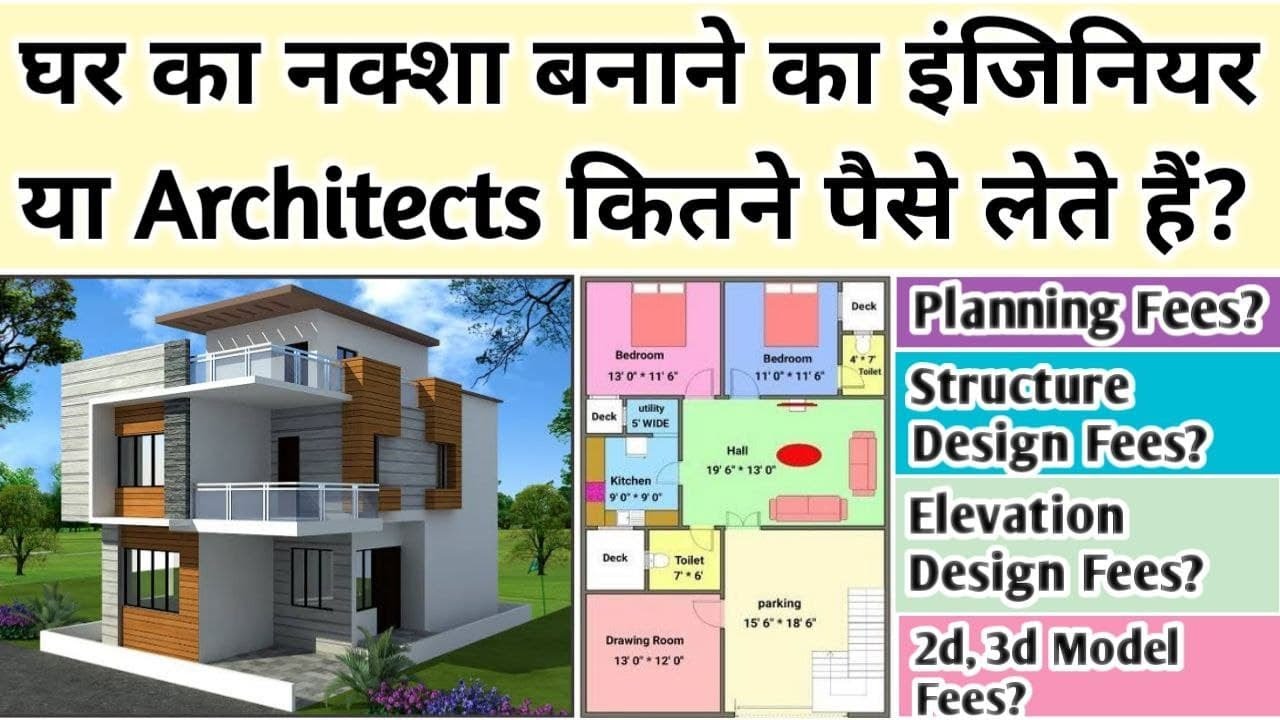 Video thumbnail for घर का नक्शा बनवाने में कितना खर्च आता है | Architect and Engineer charges for house Plan, 2D, 3D !