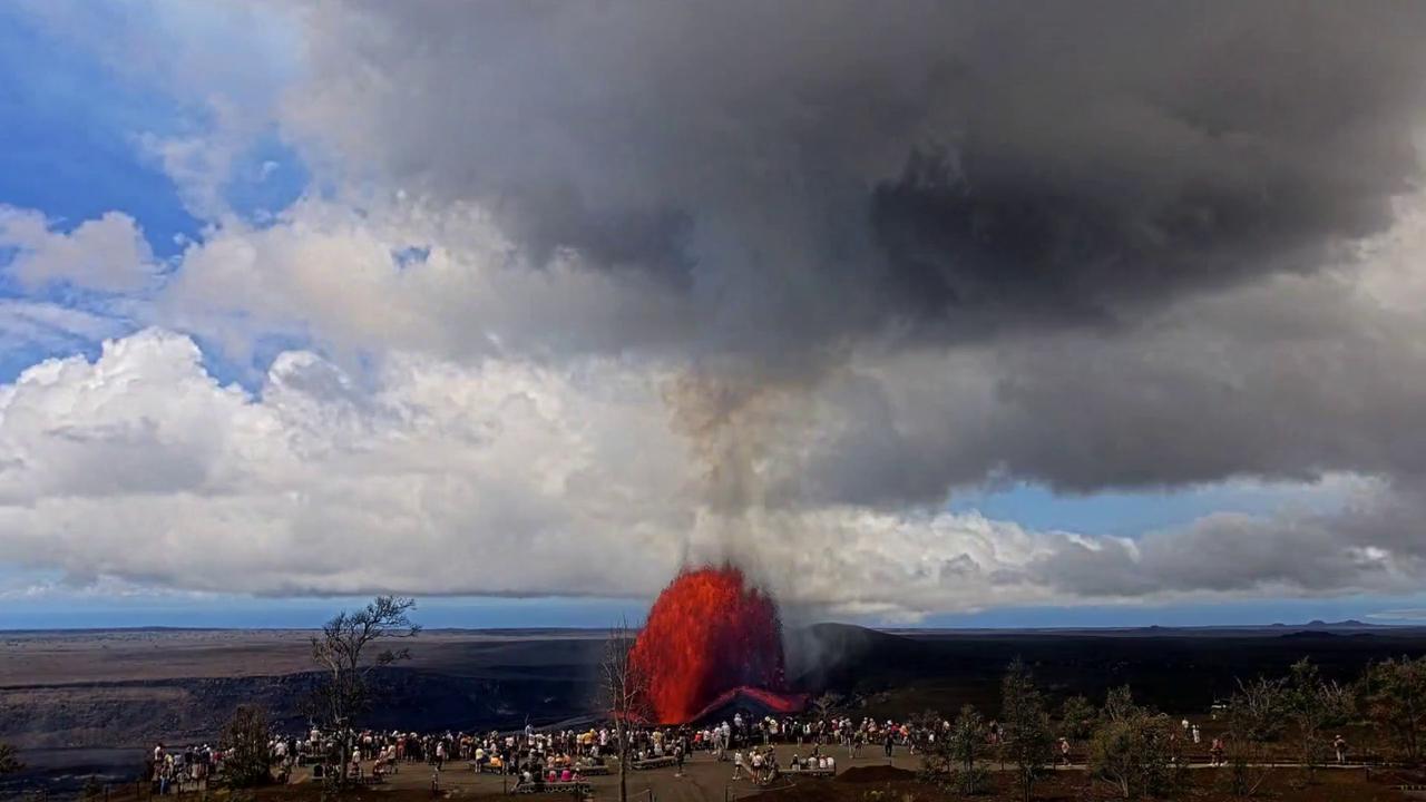 Video thumbnail for US: Kilauea Eruption Sends Lava Fountains Nearly 1,000 Feet Into Hawaii Sky.