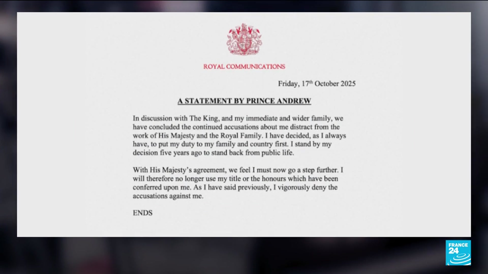 'Video thumbnail for Prince Andrew denies Epstein ties despite mounting pressure'