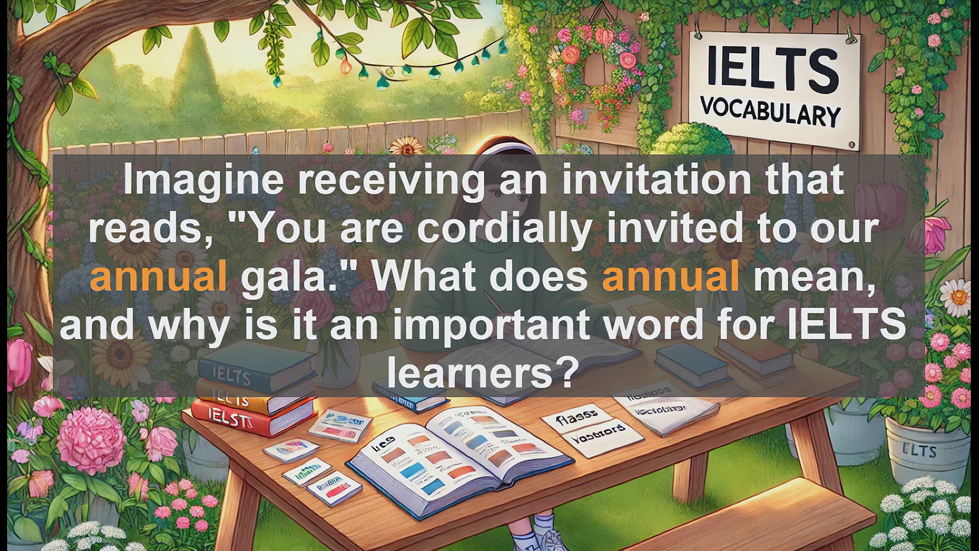 'Video thumbnail for 2500 Must Know IELTS 6.5 Vocabulary - Understanding 'Annual': A Key Word for IELTS Success'