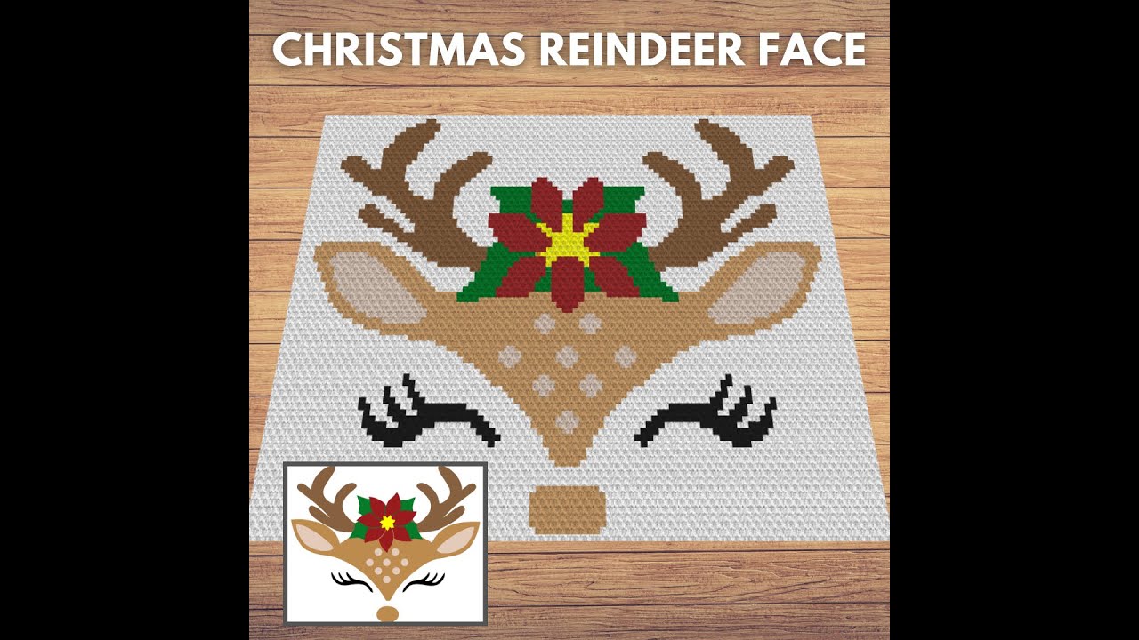 Video thumbnail for Christmas Reindeer Face C2C & Tapestry Crochet Pattern & Chart | Magic Yarn Pixels