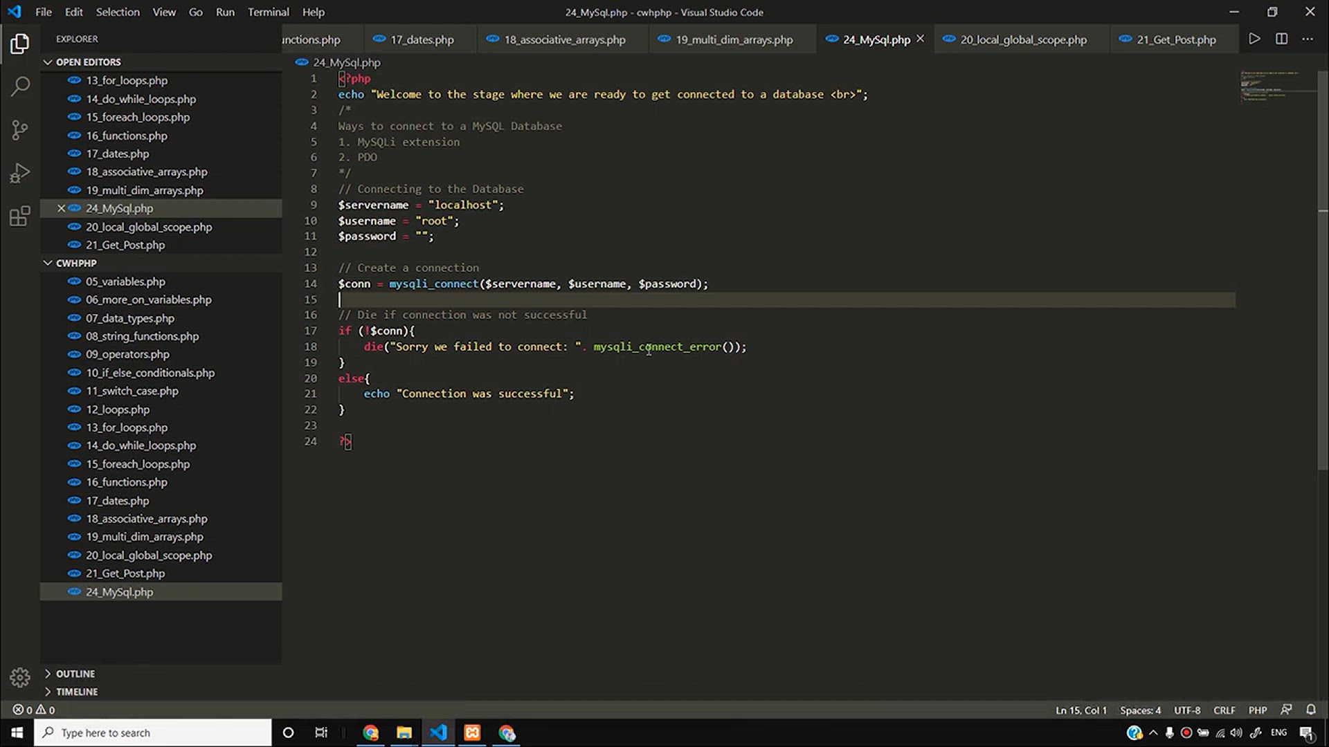 'Video thumbnail for Creating a MySQL Database using php _ PHP Tutorial #25'