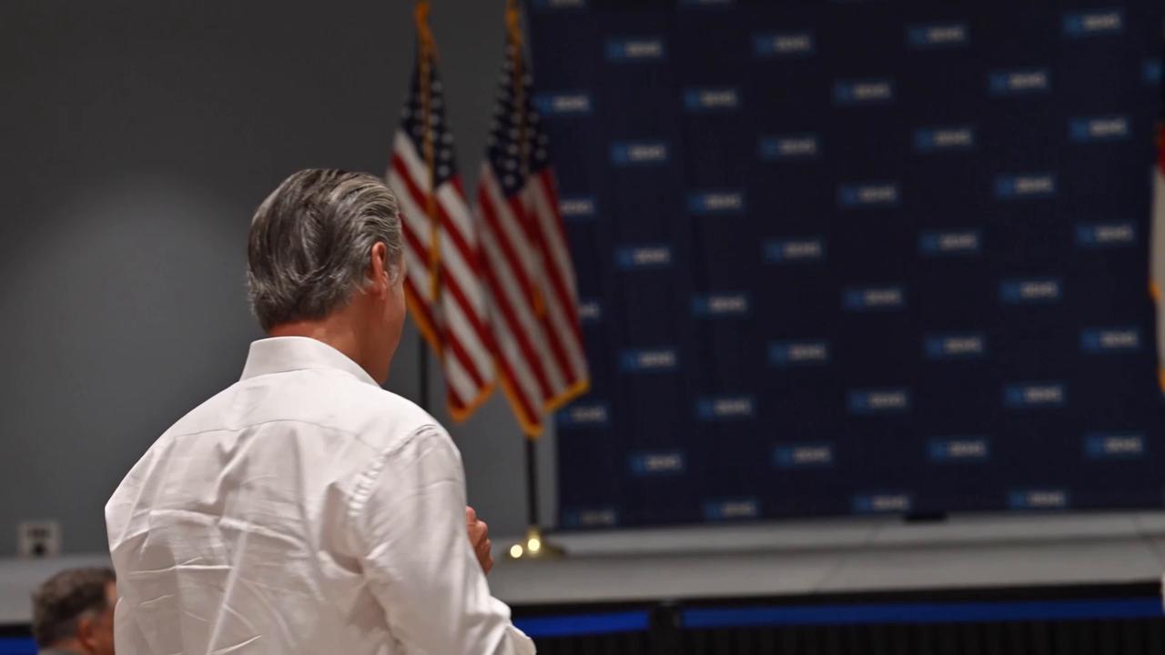 Video thumbnail for US: California Governor Newsom rallies voters at North Carolina Labor Day event.