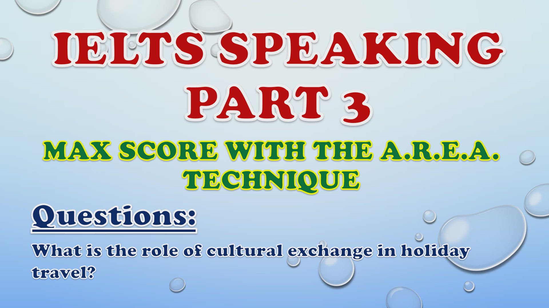 'Video thumbnail for What is the role of cultural exchange in holiday travel? - IELTS Speaking Part 3'