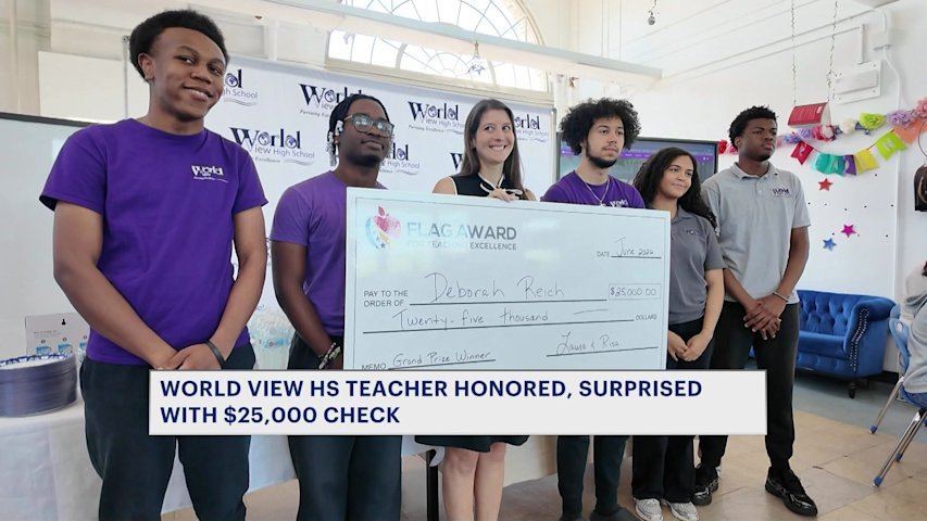 Video thumbnail for Bedford Park teacher surprised with $25,000 award for excellence in education