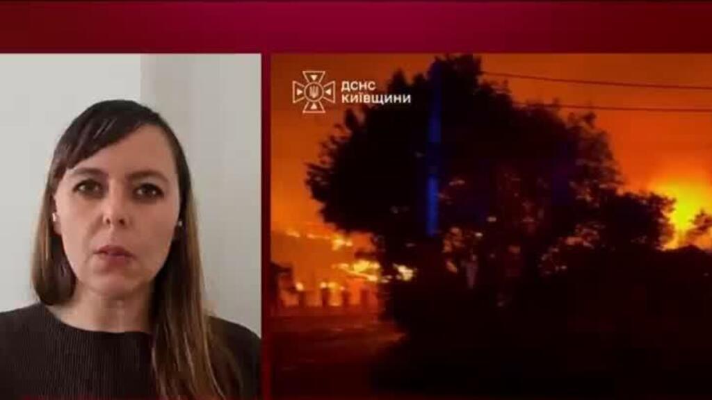 Video thumbnail for Warehouse hit by Russian attack stored munitions, Zelensky says