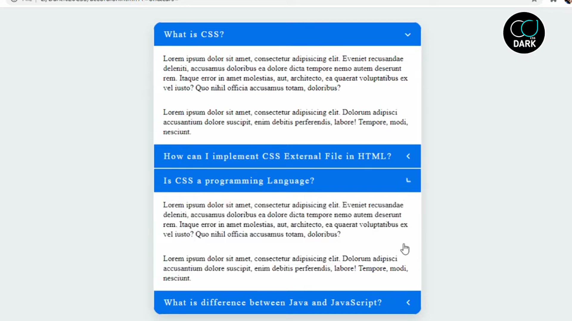 'Video thumbnail for How to create Accordion Menu with Html and CSS'