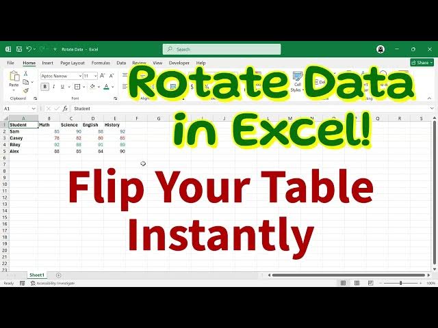 Video thumbnail for Transpose in Excel: Rotate Rows and Columns Instantly