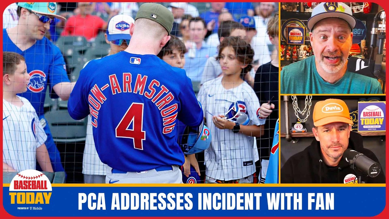 Video thumbnail for Pete Crow-Armstrong addresses media after incident with fan | Baseball Today