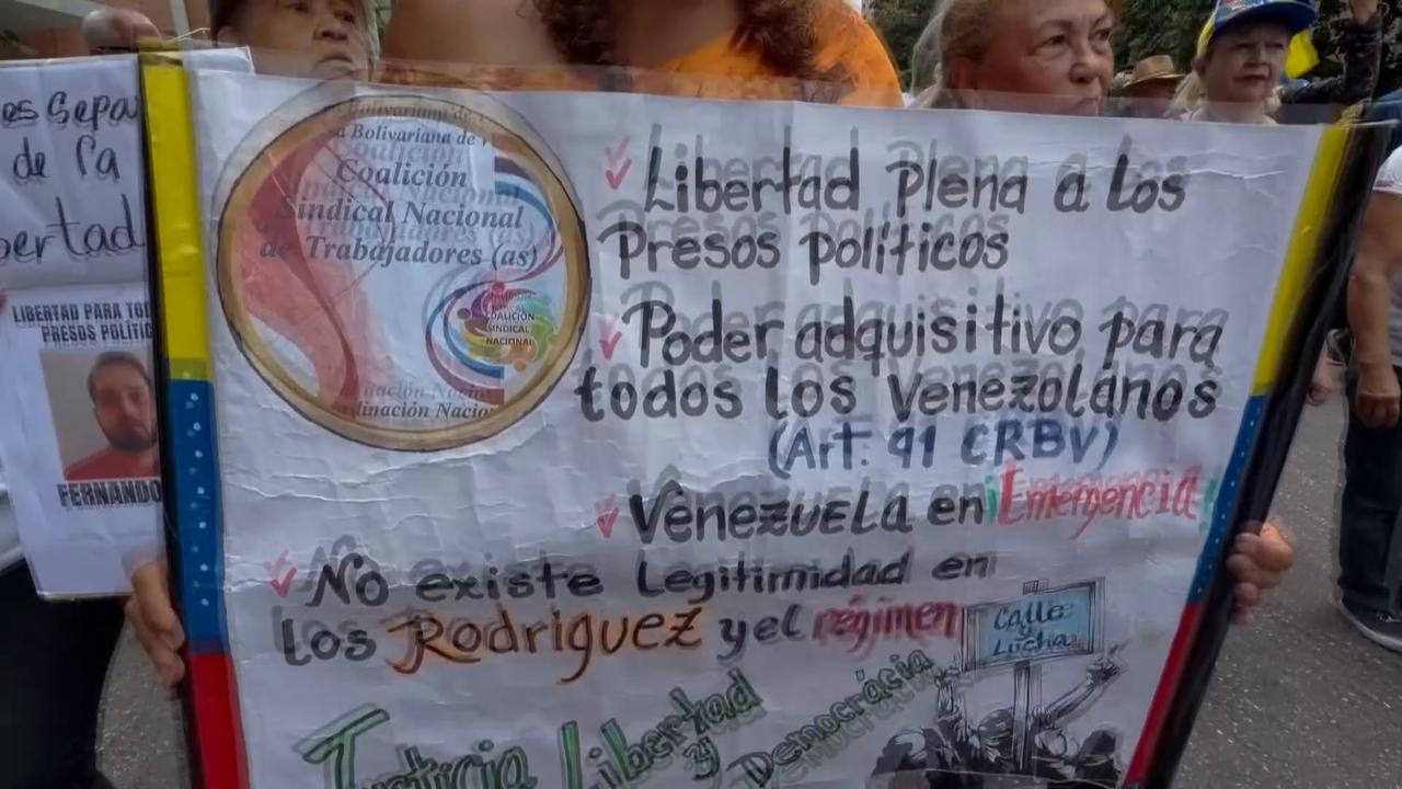 Video thumbnail for Venezuela: Workers, students rally in Caracas demanding electoral calendar.
