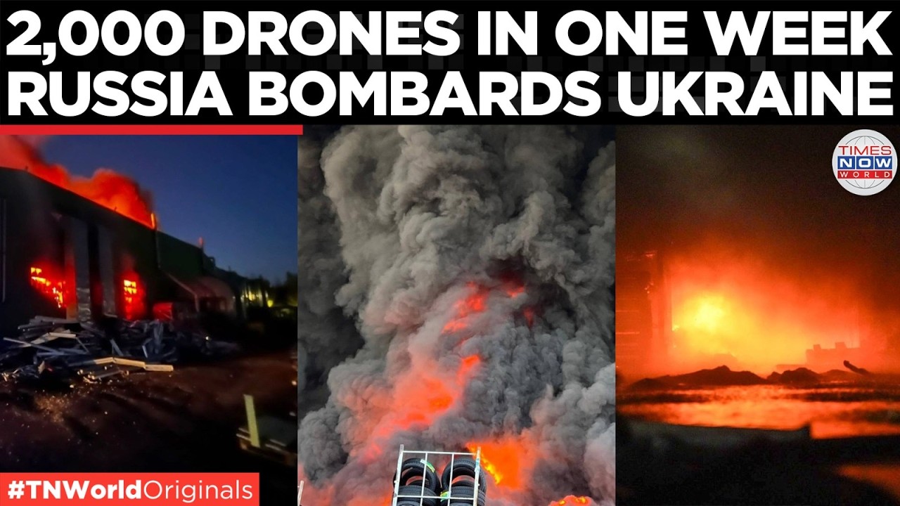 Video thumbnail for UKRAINE UNDER FIRE: Nearly 2,000 Russian Drones and 1,600 Bombs in One Week | Times Now World