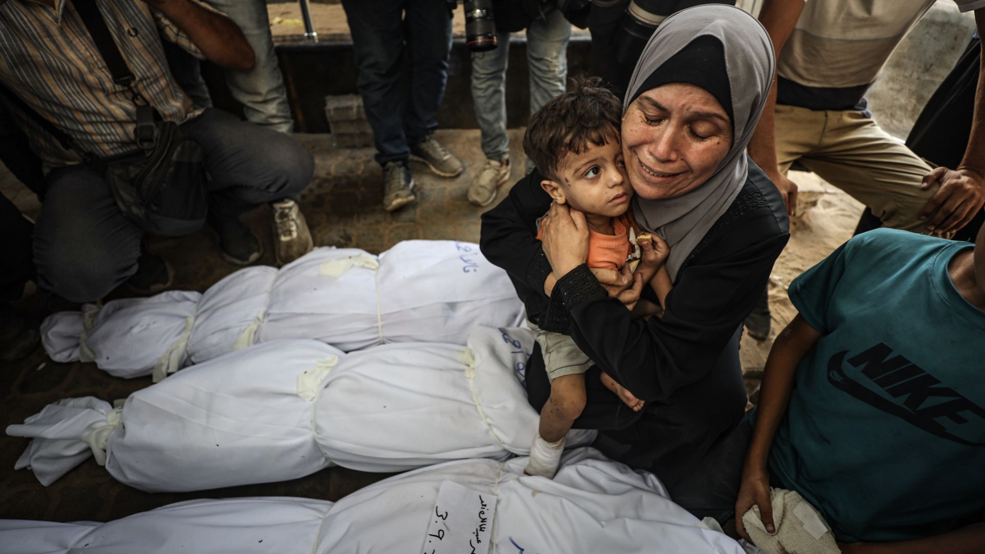 'Video thumbnail for Three-year-old boy sole survivor of Israeli strike that killed family in Gaza City'