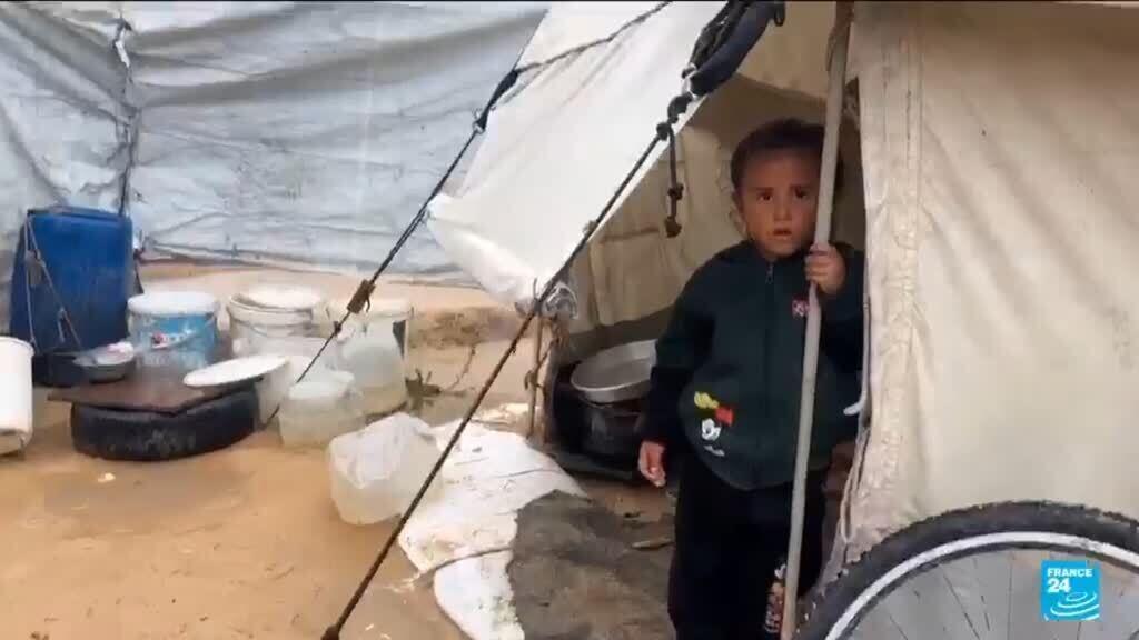 Video thumbnail for 'Shivering from cold and fear': Winter rains flood Gaza camps