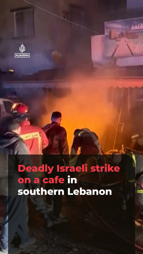 Video thumbnail for Deadly Israeli airstrike hits a cafe in southern Lebanon