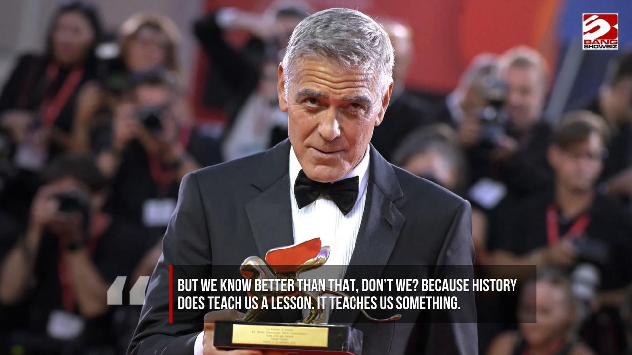 Video thumbnail for George Clooney blasts those who 'peddle in fear' in defiant Venice speech