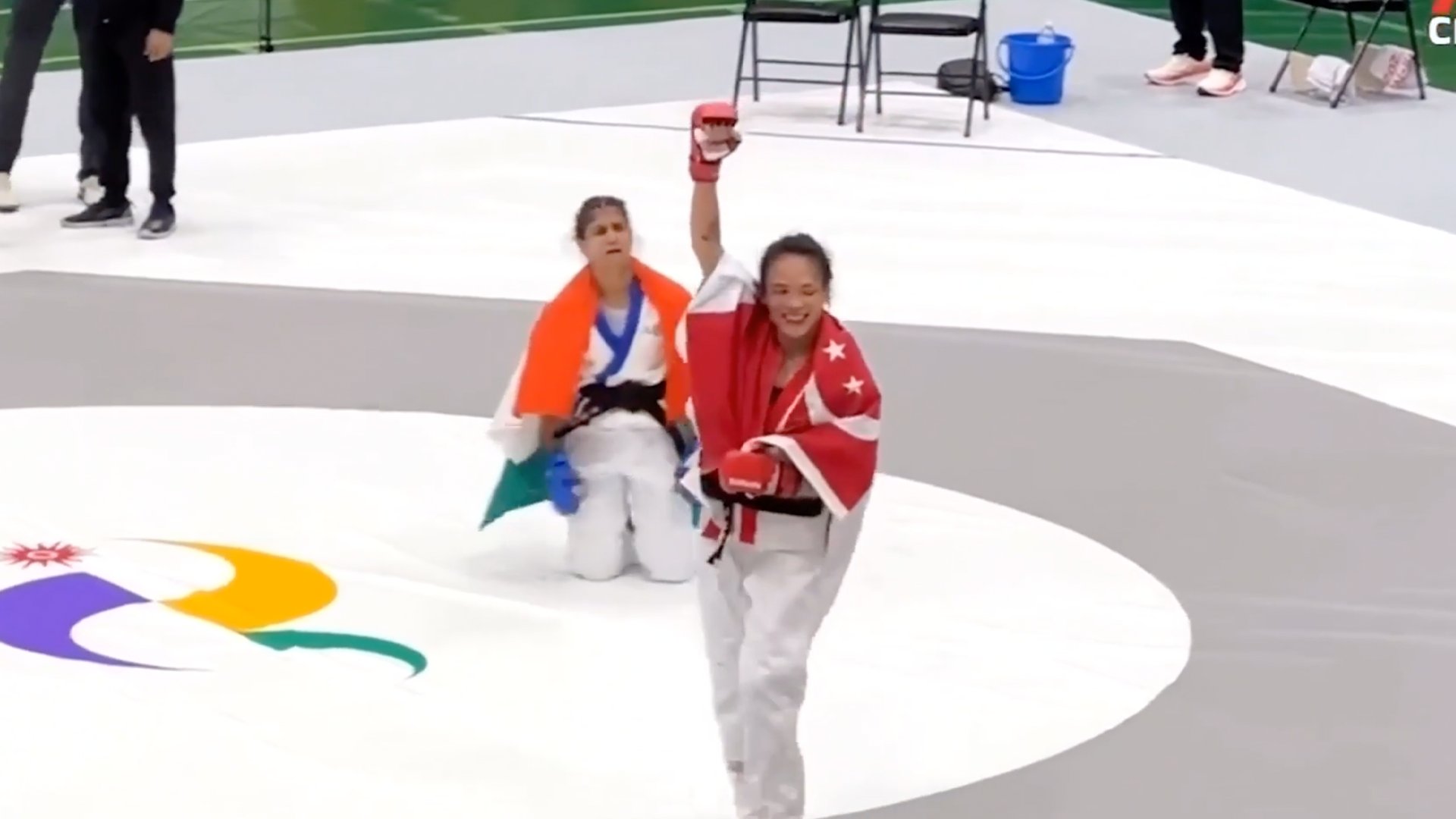Video thumbnail for Indian MMA fighter refuses handshake after Asian Games ‘defeat’