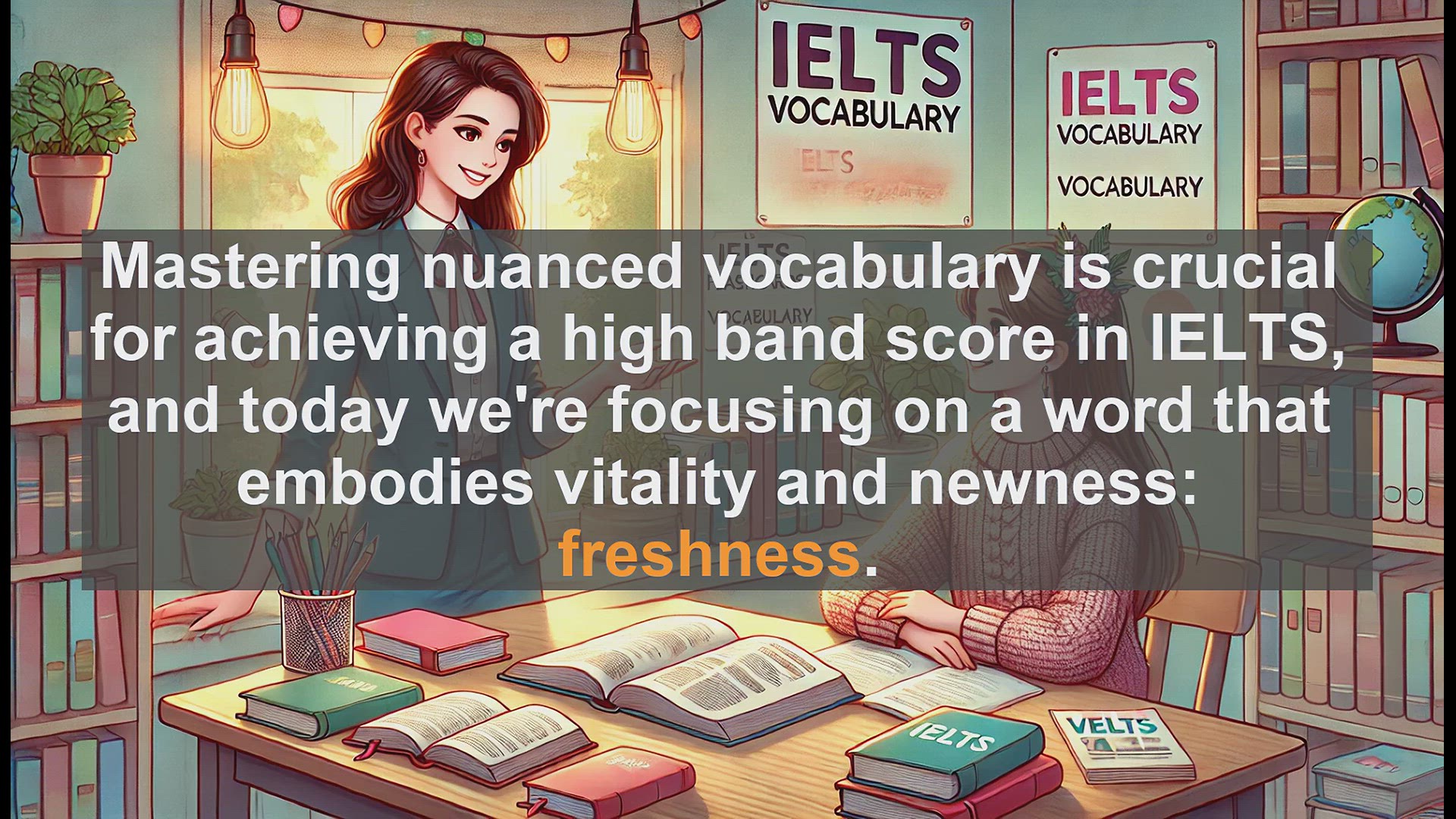 'Video thumbnail for 5000 Must Know IELTS 8.0 Vocabulary - IELTS Vocabulary: Understanding and Using 'Freshness''