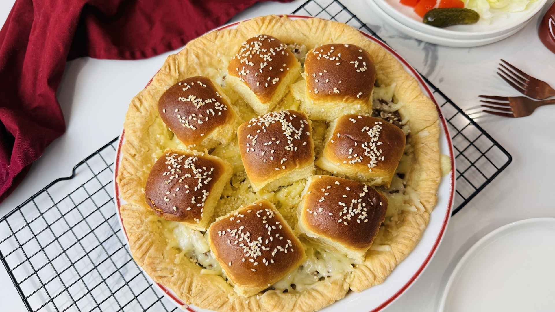Video thumbnail for Cheddar Cheeseburger Pie Recipe