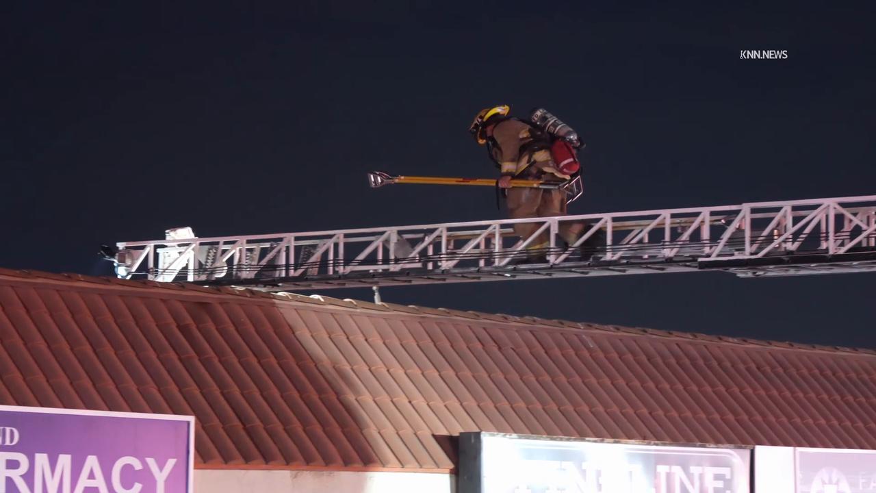 Video thumbnail for US, Los Angeles: Sun Valley Fire Breaks Out at Strip Mall With Sound On Tape.