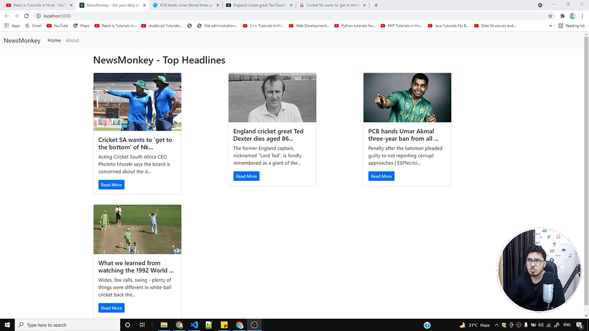 'Video thumbnail for Using Fetch API in React to populate NewsItems _ Complete React Course in Hindi #27'