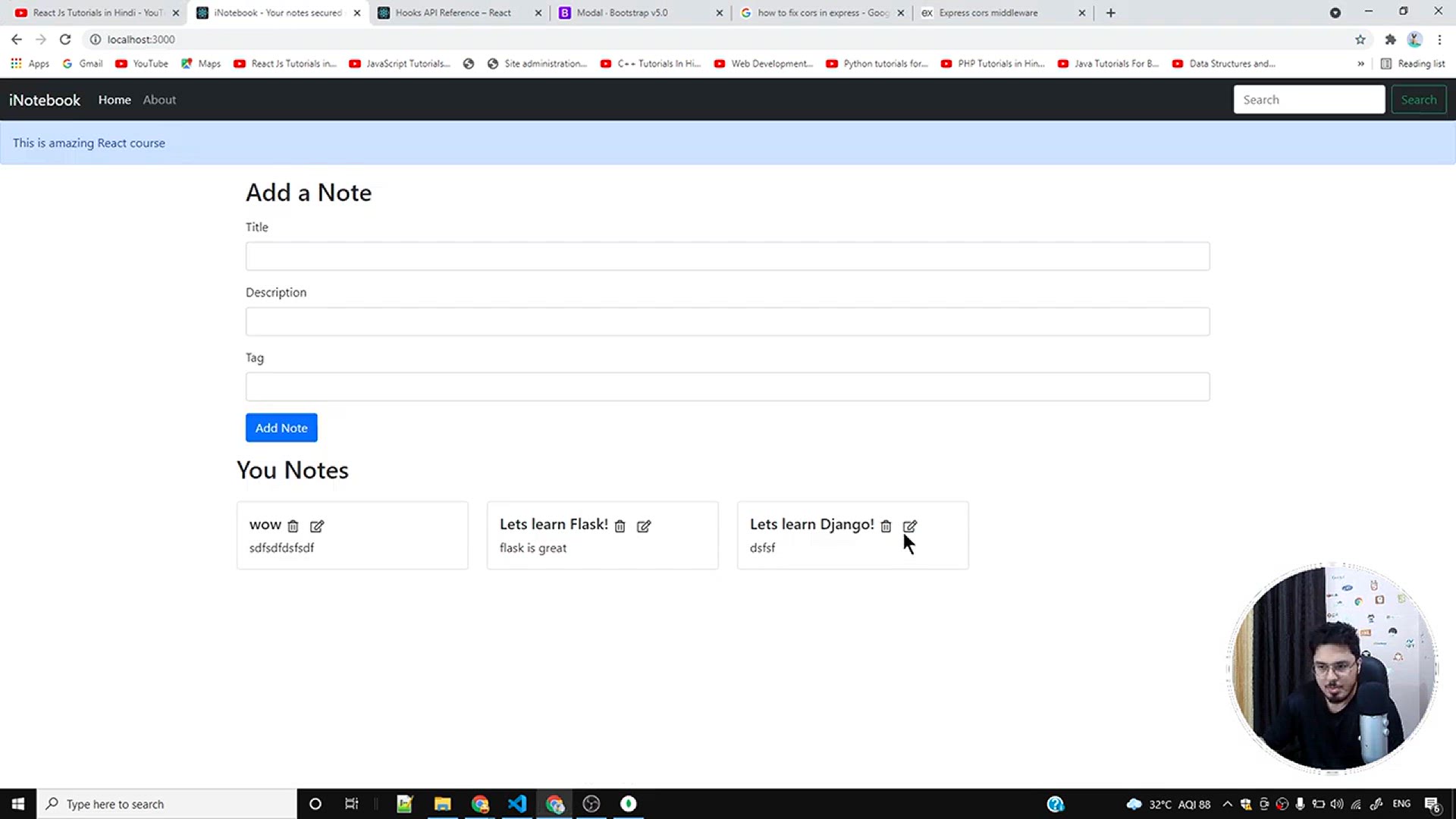 'Video thumbnail for Adding Frontend Validation + Few Fixes in iNotebook _ Complete React Course in Hindi #68'
