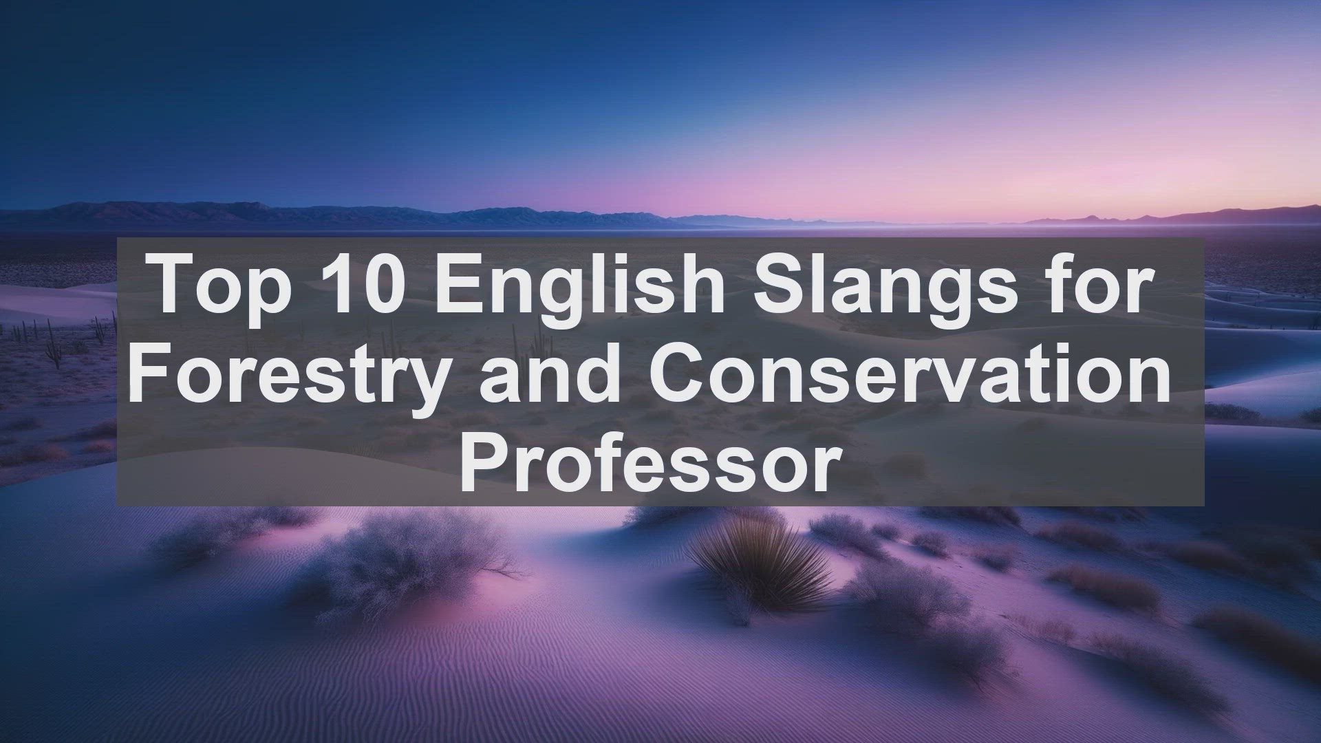 'Video thumbnail for Top 10 English Slangs for Forestry and Conservation Professor'