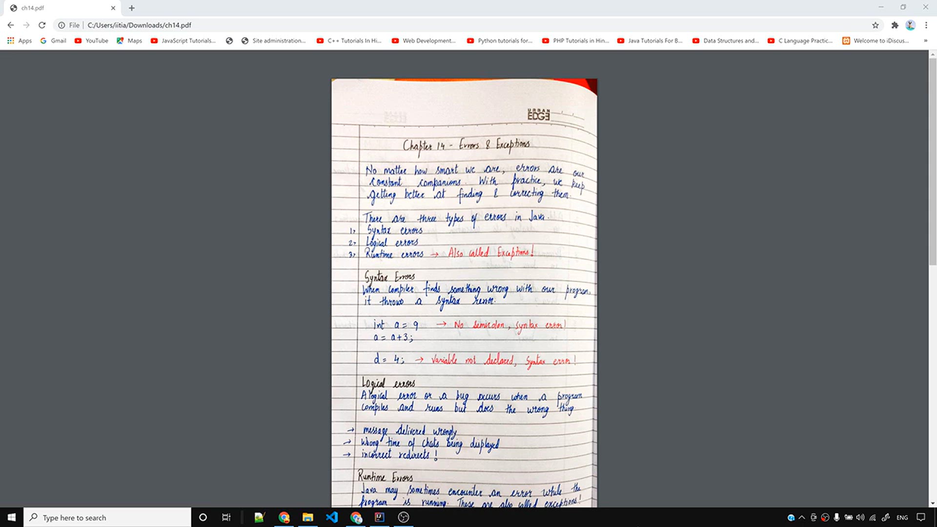 'Video thumbnail for Syntax Errors, Runtime Errors & Logical Errors in Java (Demo)'