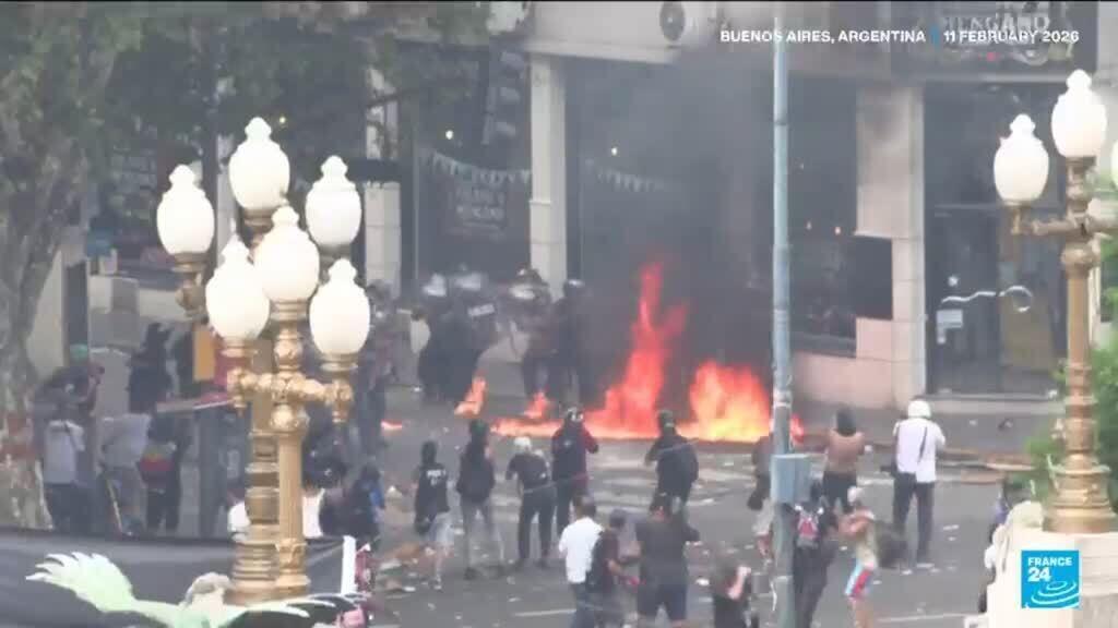 Video thumbnail for Protests turn violent as Argentina debates labour overhaul