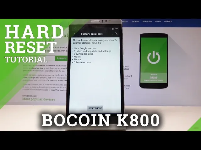 Video thumbnail for How to Hard Reset Bocoin K800 - Factory Reset Operation