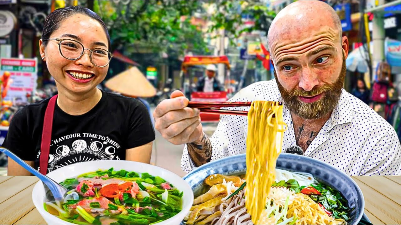 Video thumbnail for Hanoi Noodle Marathon In Vietnam!! Vietnamese Pho Factory!!