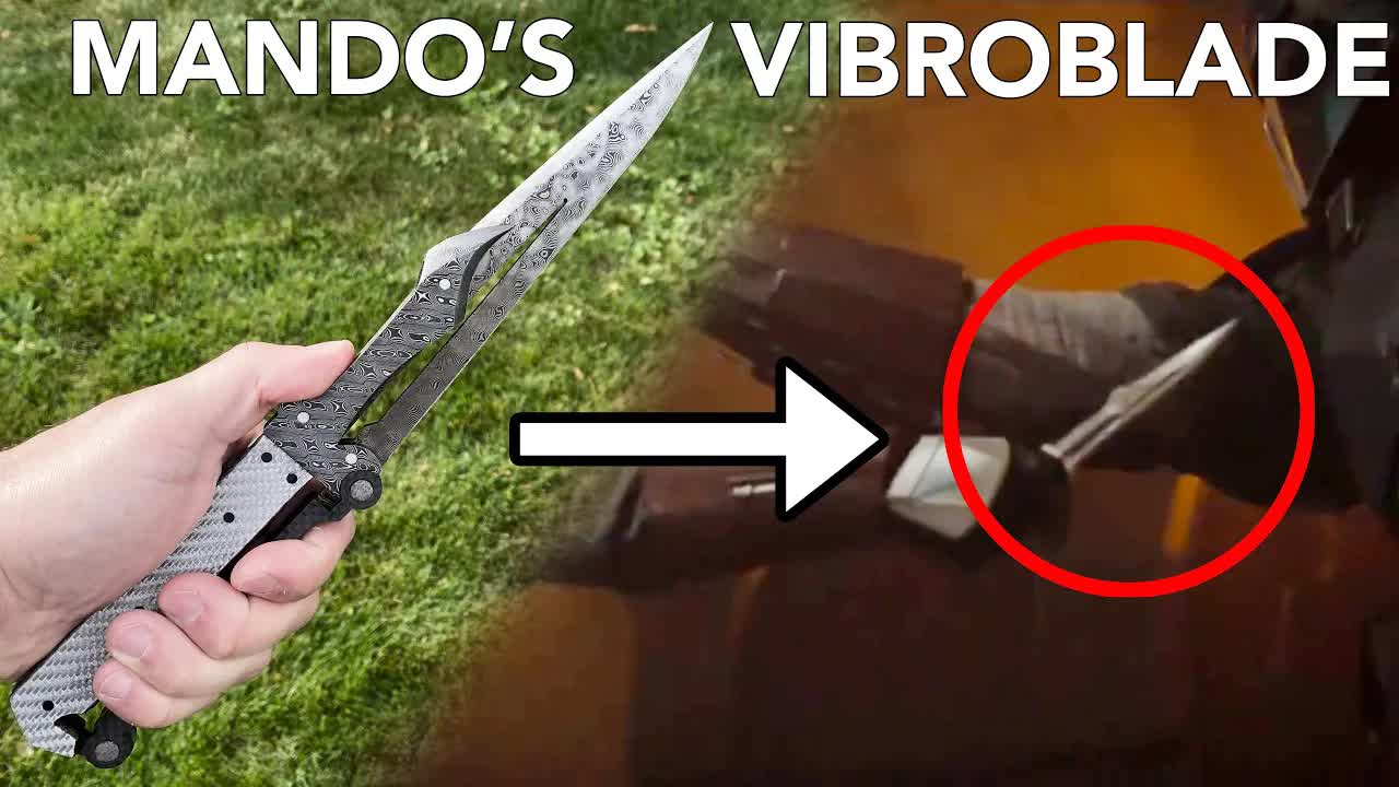 Video thumbnail for Mandalorian Damascus Steel Knife: Water Jet Cutter & Carbon Fiber Handle