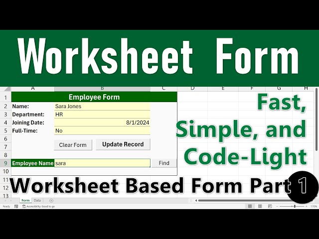 Video thumbnail for 1. Make a Worksheet-Based Excel Form (No UserForm - Just 3 Lines of VBA Code!)
