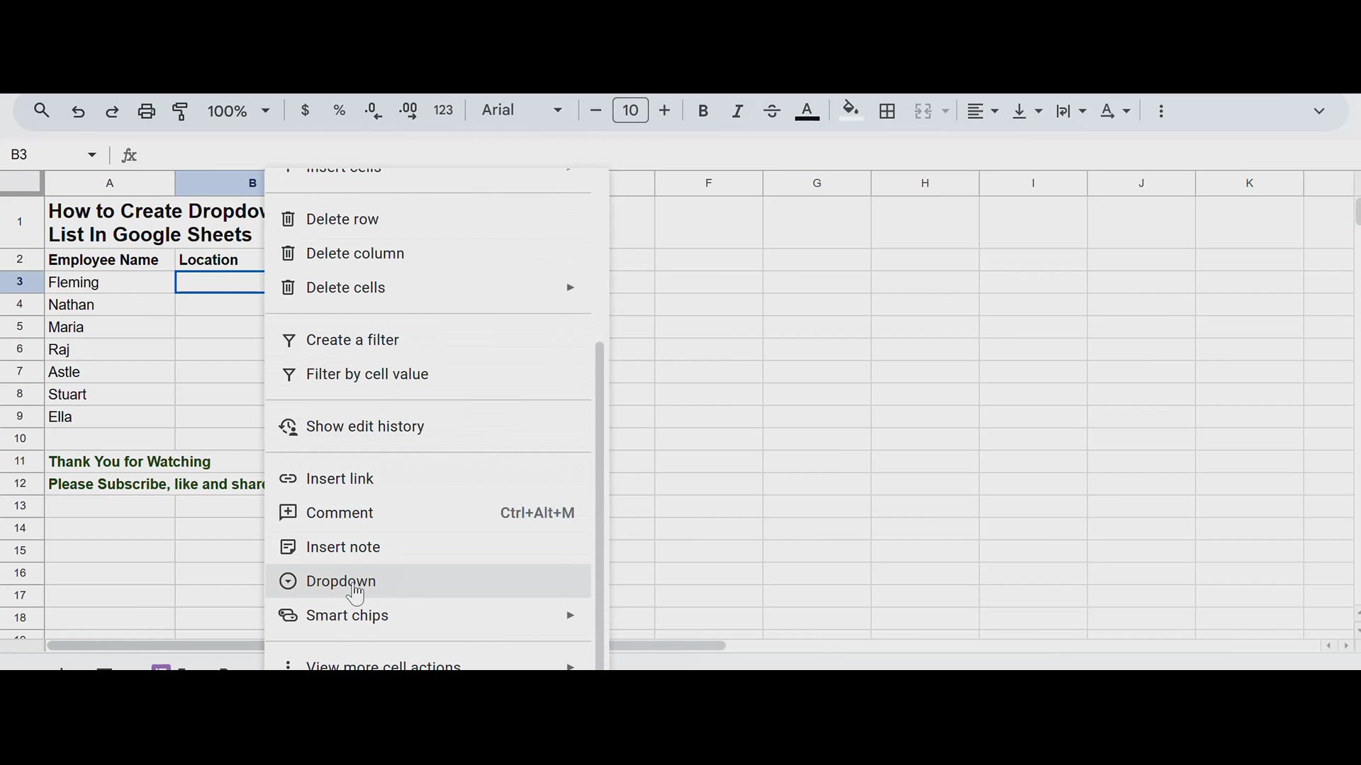Video thumbnail for Dropdown List in Google Sheets