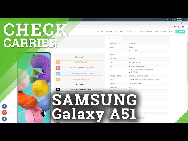 Video thumbnail for How to Check Mobile Operator of SAMSUNG Galaxy A51 by IMEI - Carrier Checker