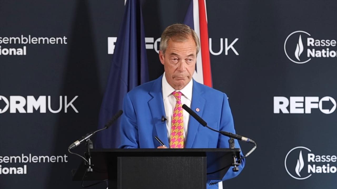 Video thumbnail for UK: Reform UK leader Farage holds press conference in Birmingham.