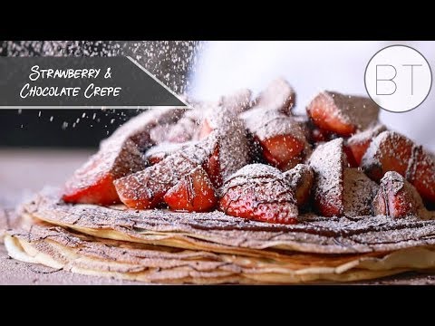 Video thumbnail for Strawberry & Chocolate Crepe "Cake"