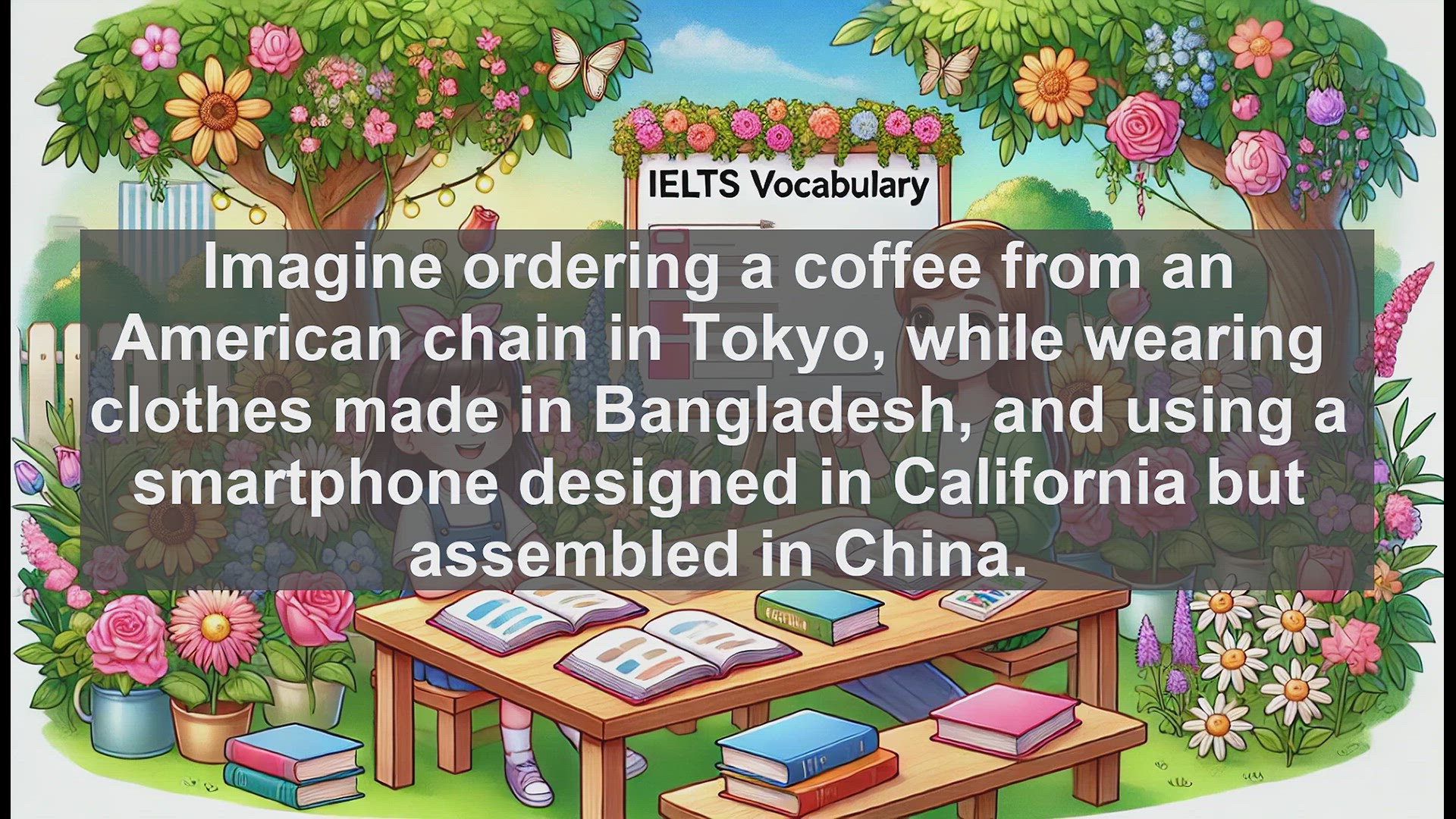 'Video thumbnail for 2500 Must Know IELTS 6.5 Vocabulary - Globalization Explained: From Coffee Shops to Smartphones'