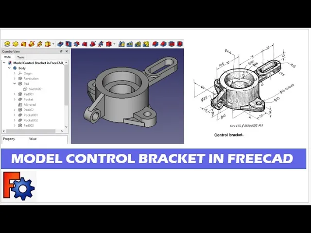 Video thumbnail for Model Control Bracket in FreeCAD | FreeCAD Tutorial | FreeCAD Modeling | Mechnexus |