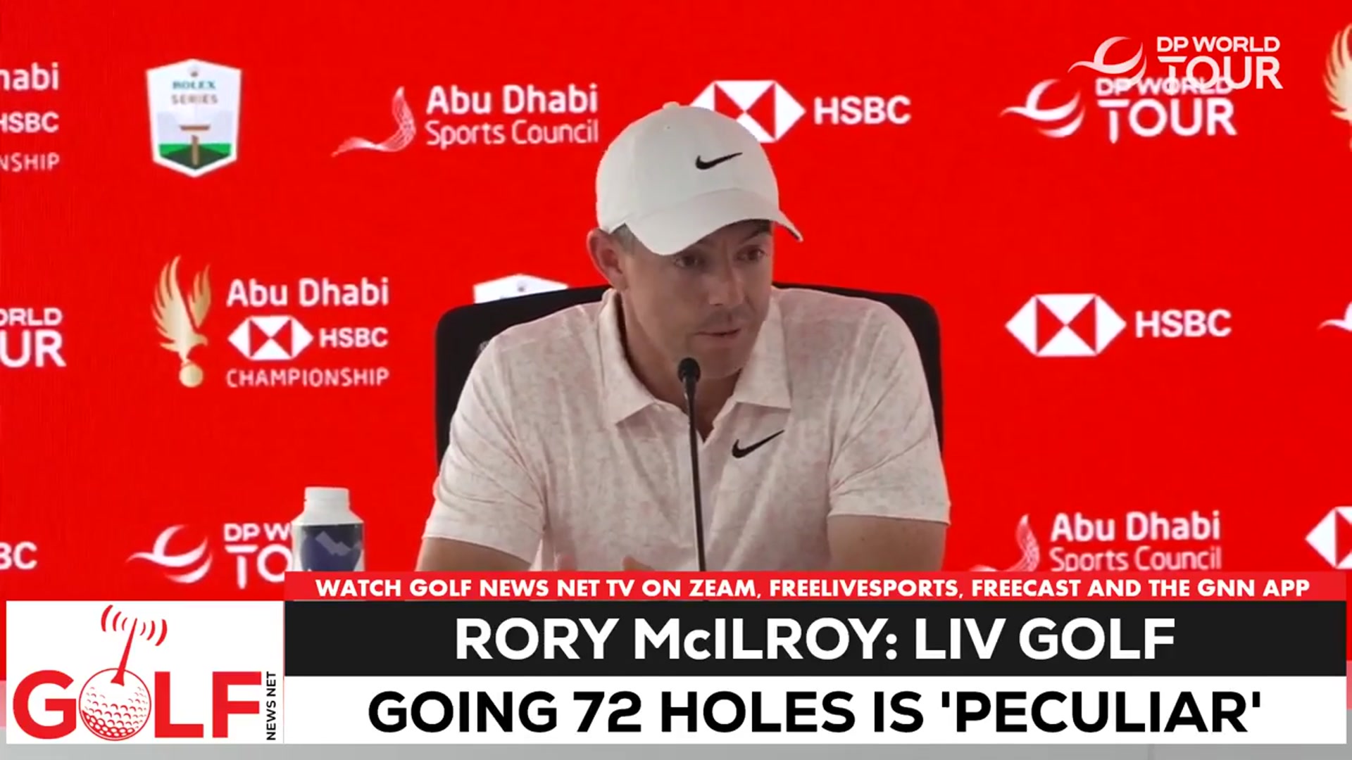'Video thumbnail for Rory McIlroy: 'Peculiar' LIV Golf is expanding to 72 holes'