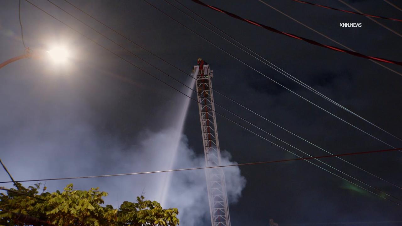 Video thumbnail for US, Los Angeles: Signal Hill Commercial Fire Part 2.
