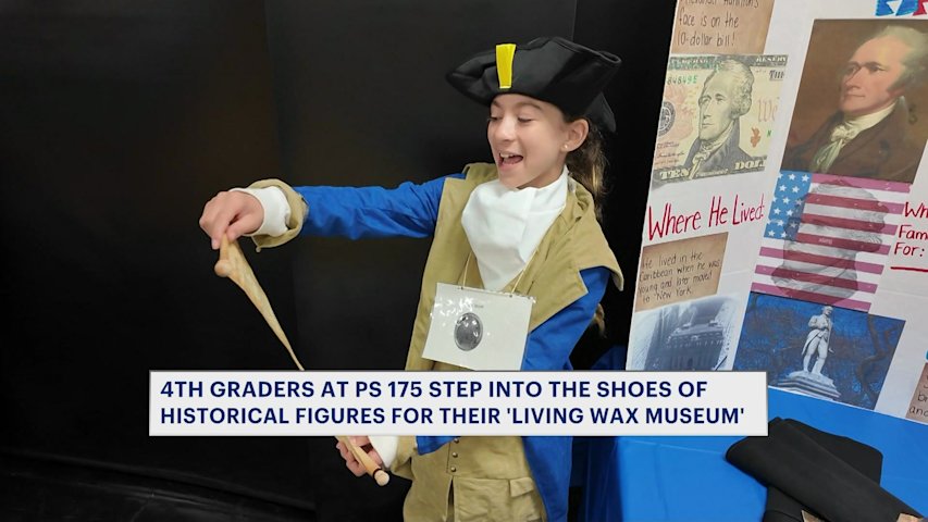 Video thumbnail for Students at P.S. 175 take center stage in annual Living Wax Museum event