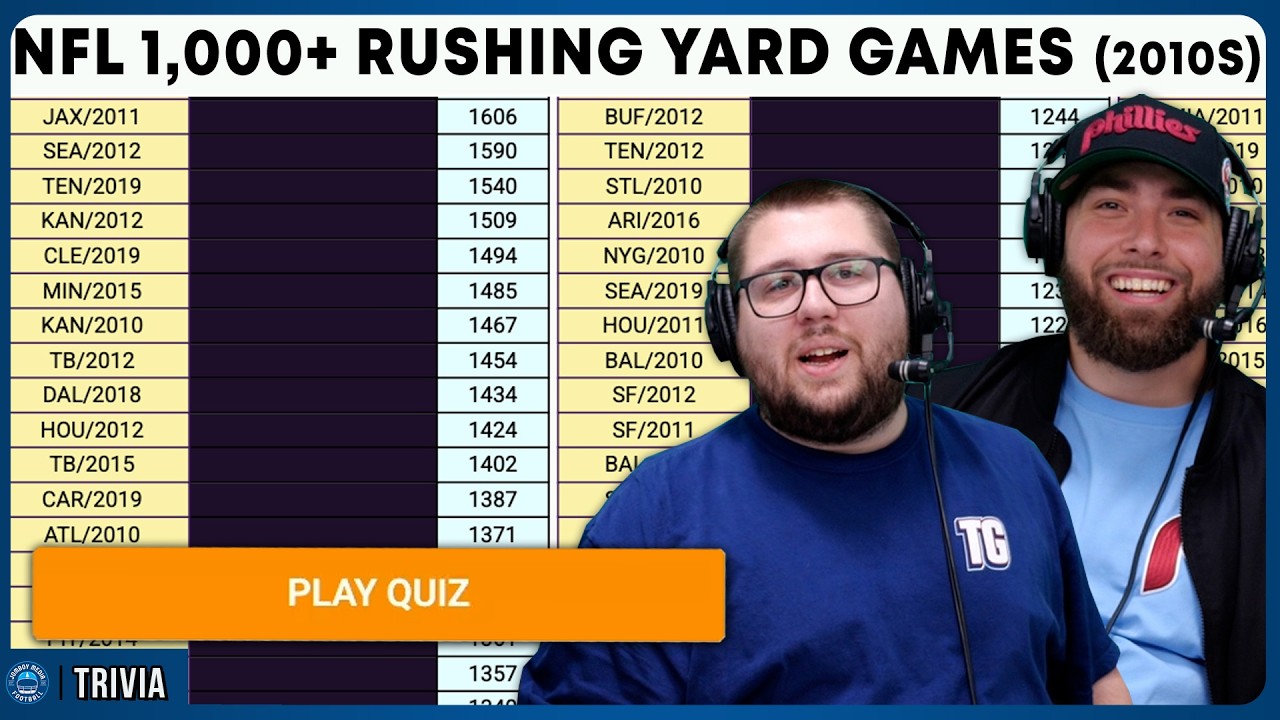 Video thumbnail for Can we name EVERY PLAYER with 1,000 rushing yards in the 2010s?