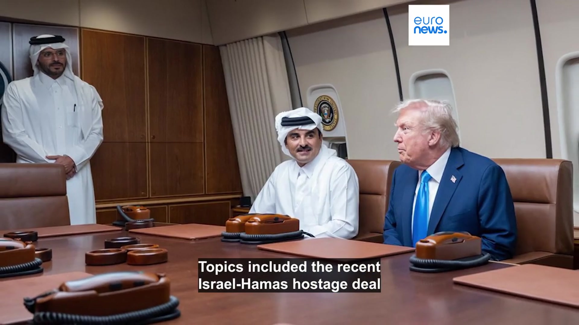 'Video thumbnail for Trump makes unplanned refuelling stop in Qatar, meets Emir ahead of Asia trip'