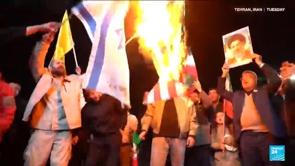 Video thumbnail for Pro-regime Iranians celebrate ceasefire