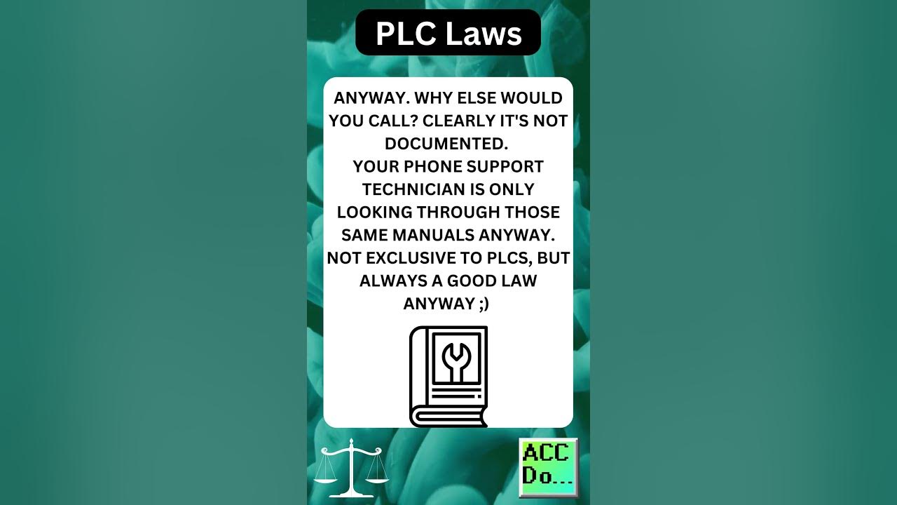 'Video thumbnail for PLC Laws #61 - DON'T BOTHER BUYING A SUPPORT CONTRACT. MORE OFTEN THAN NOT THEY...'
