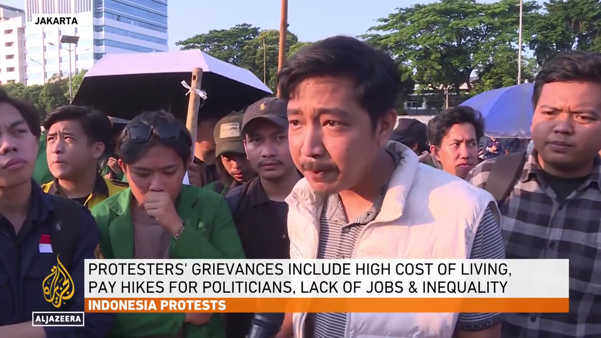'Video thumbnail for Protests shrink in Jakarta as government announces concessions following unrest'