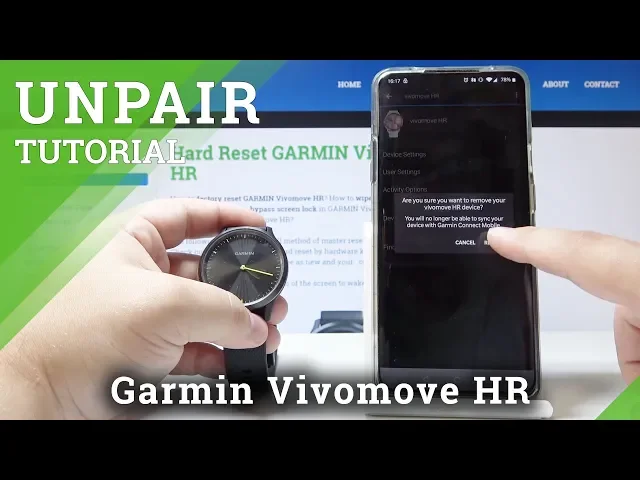 Video thumbnail for How to Unpair GARMIN Vivomove HR - Restore Defaults / Disconnect GARMIN