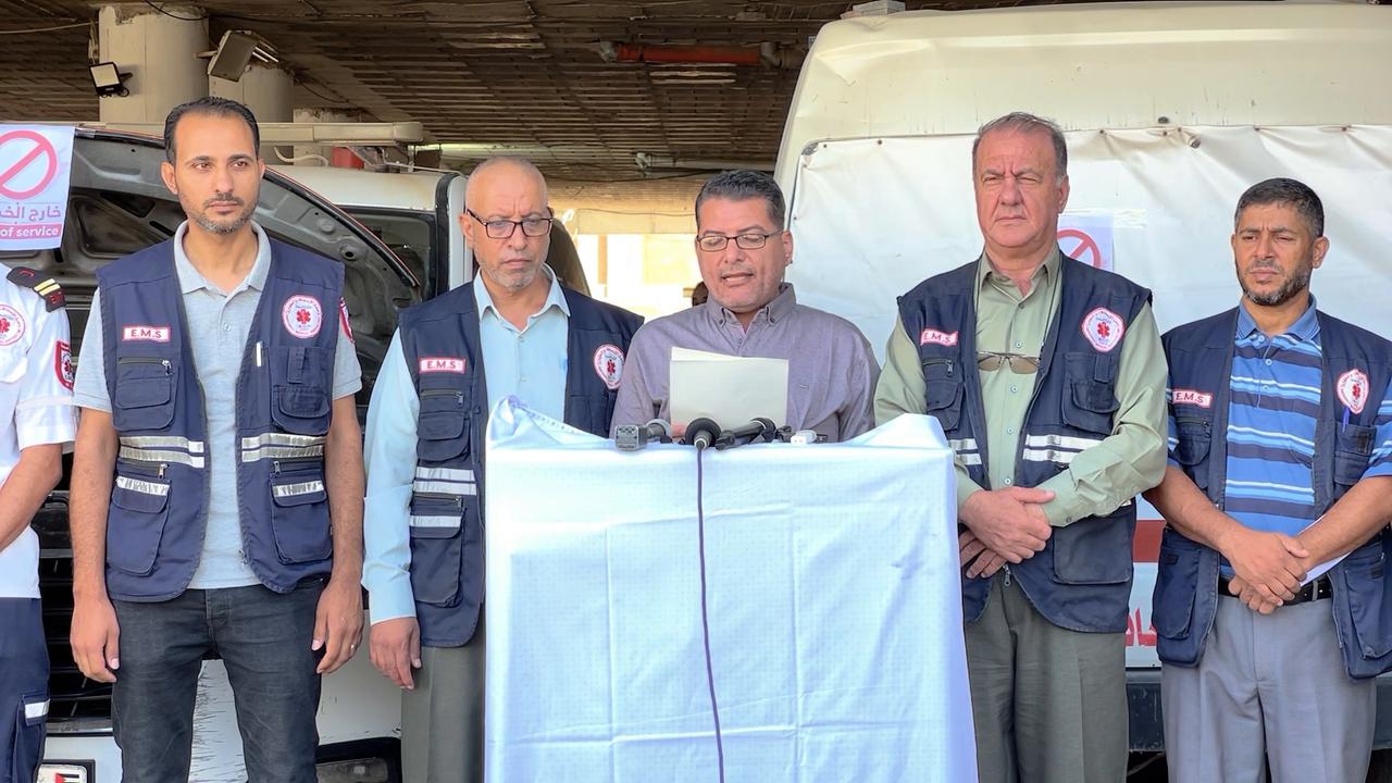 Video thumbnail for Health Ministry in Gaza warns that ambulance and transportation services may halt.