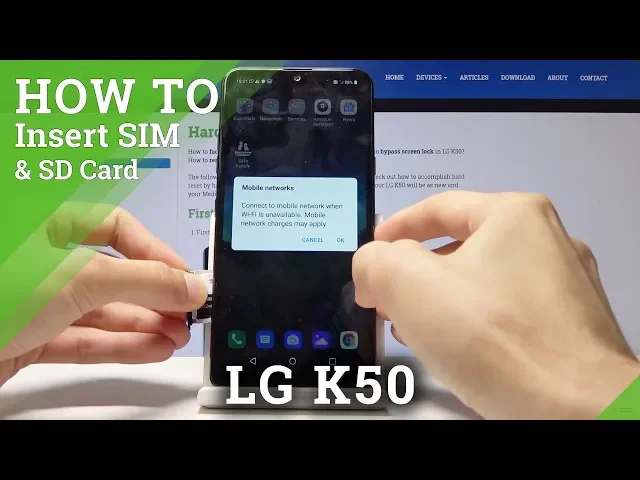 Video thumbnail for How to Insert SIM & SD Card in LG K50 - SIM & SD Card Installation