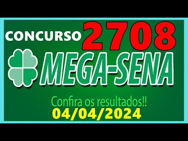 Video thumbnail for Resultado Mega Sena Concurso 2708 de hoje, quinta 04/04/2024 - Mega Sena 2708